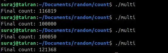 Output of multiple multi threaded execution