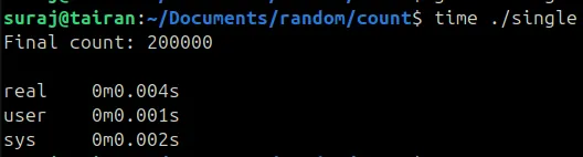 Output of single threaded execution